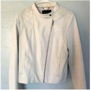 White Geniune Leather Jacket Banana Republic
